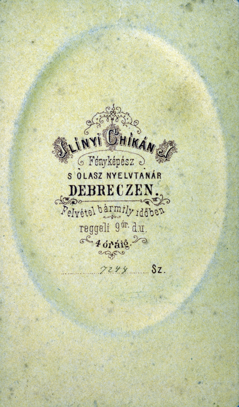 Hungary, Debrecen, Ilinyi Chikán fényképész és olasz nyelvtanár., 1900, Milkovits Gábor, verso, photographer, studio, Fortepan #222278
