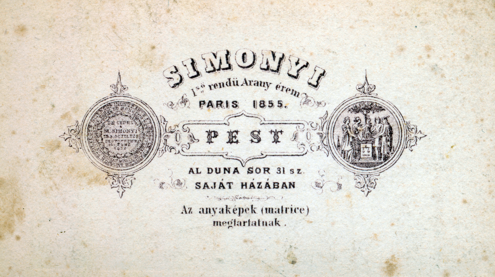 Magyarország, Budapest V., Belgrád rakpart (Alduna sor 31.), Simonyi fényképész., 1900, Milkovits Gábor, hátlap, fényképész, műterem, Budapest, Fortepan #222289