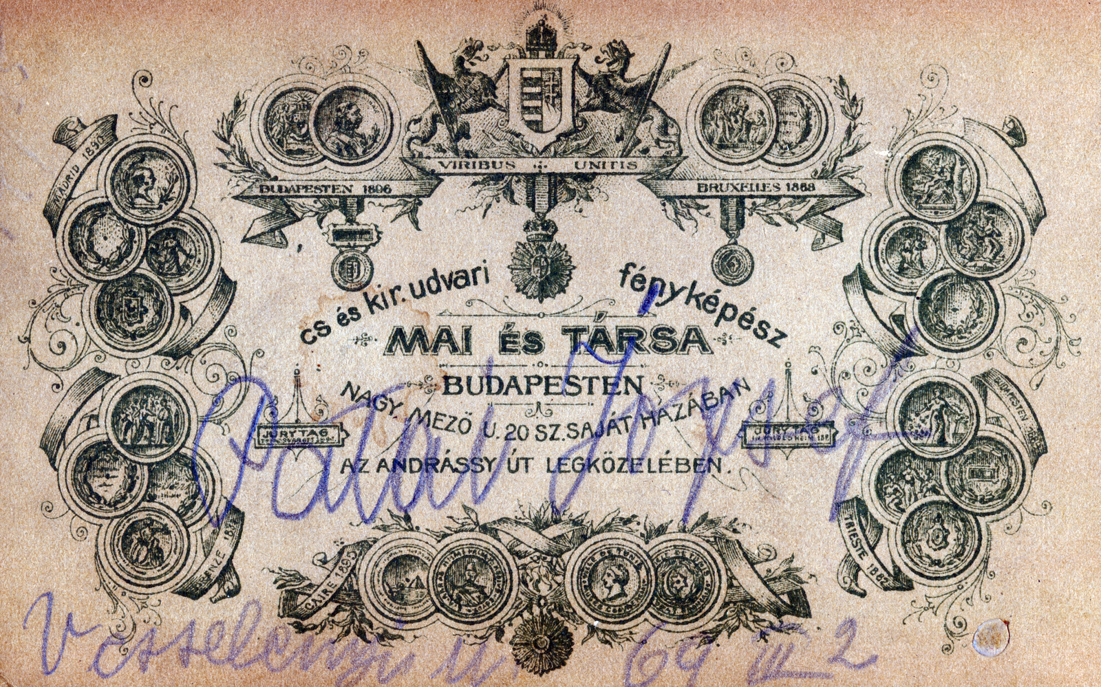 Magyarország, Budapest VI., Nagymező utca 20., Mai Manó és Társa fényképészek., 1900, Székely Pál, hátlap, fényképész, műterem, Budapest, Fortepan #222322