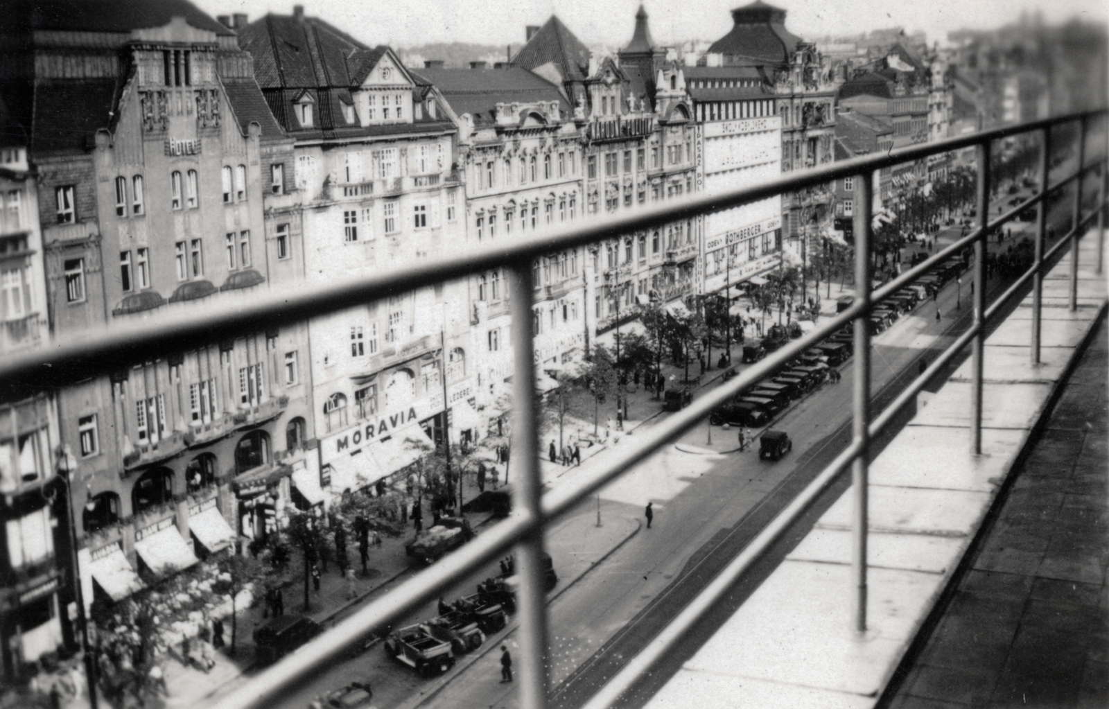 Csehország, Prága, Vencel tér (Václavské námestí)., 1927, Székely Pál, madártávlat, Csehszlovákia, Fortepan #222351