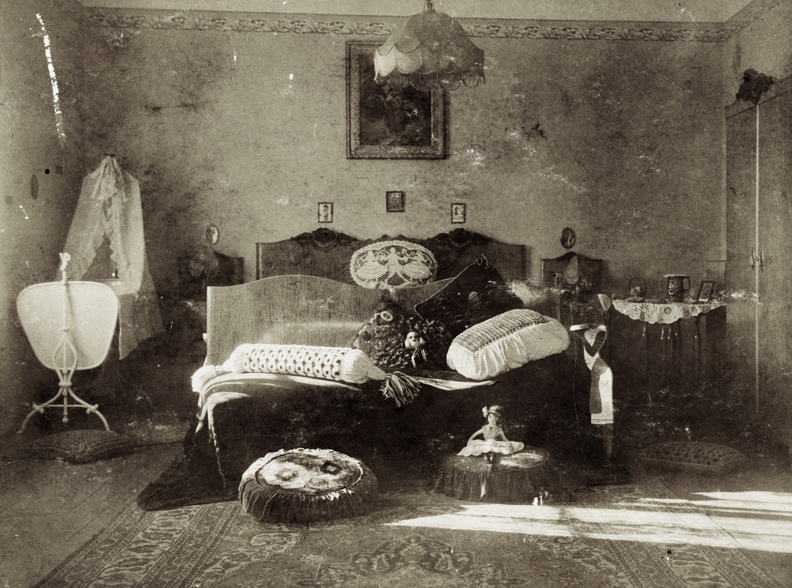 1909, Milkó, interior, pillow, valet stand, Fortepan #222563