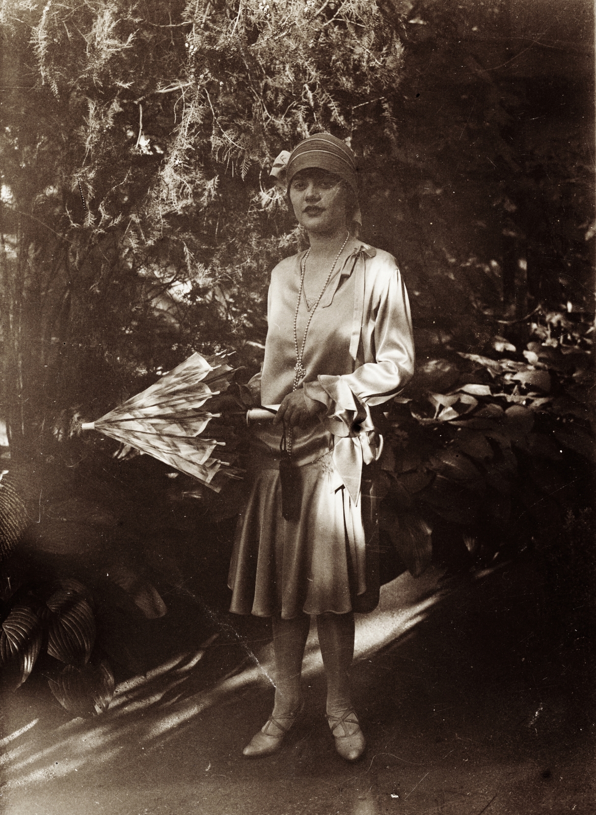 1921, Milkó, Best of, sunshades, hat, necklace, Fortepan #222569