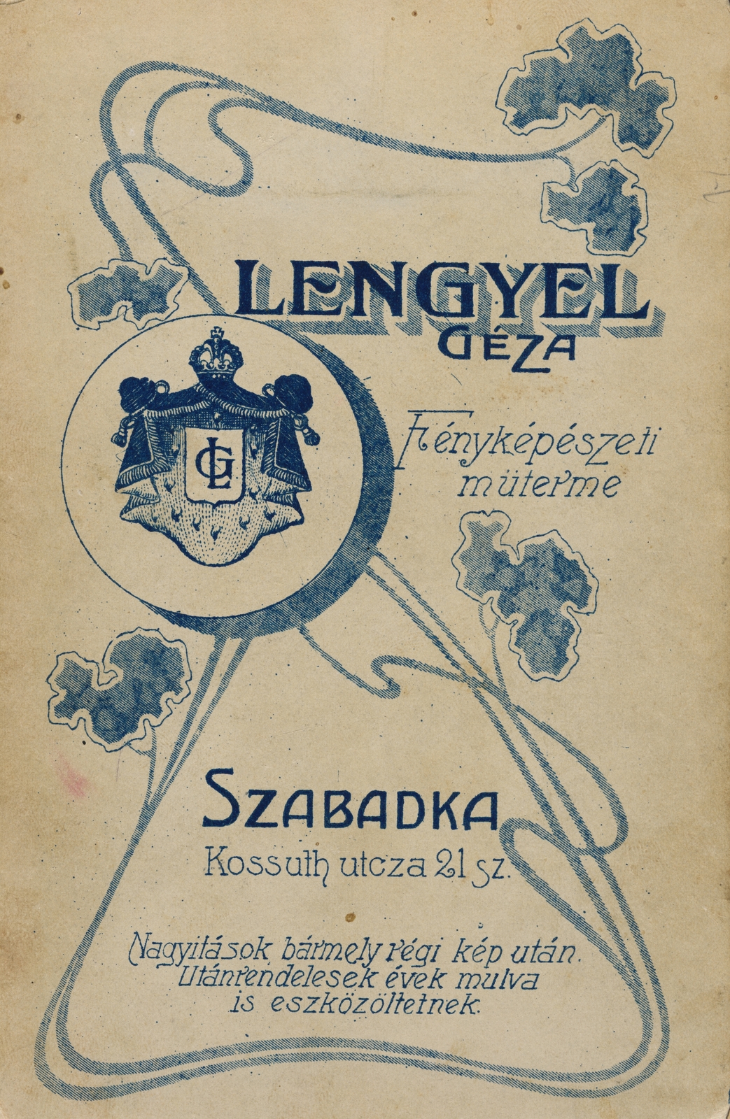 Subotica, 1907, Milkó, studio, verso, photographer, Fortepan #222587