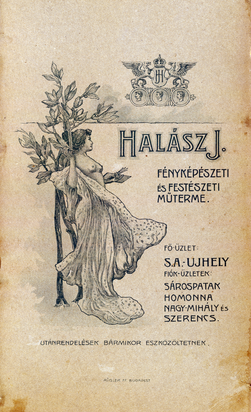 Sátoraljaújhely, 1906, Halász Géczi Ágnes, studio, verso, photographer, Fortepan #222725
