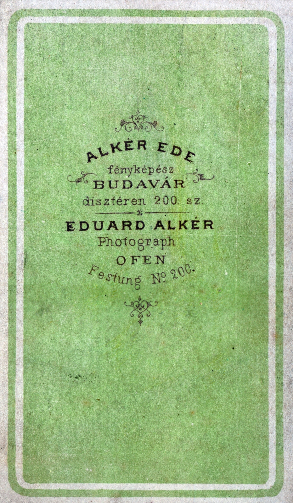 Hungary, Budapest I., Dísztér 200., Alker Ede fényképész., 1900, Schilberszky, verso, photographer, studio, Budapest, Fortepan #222903