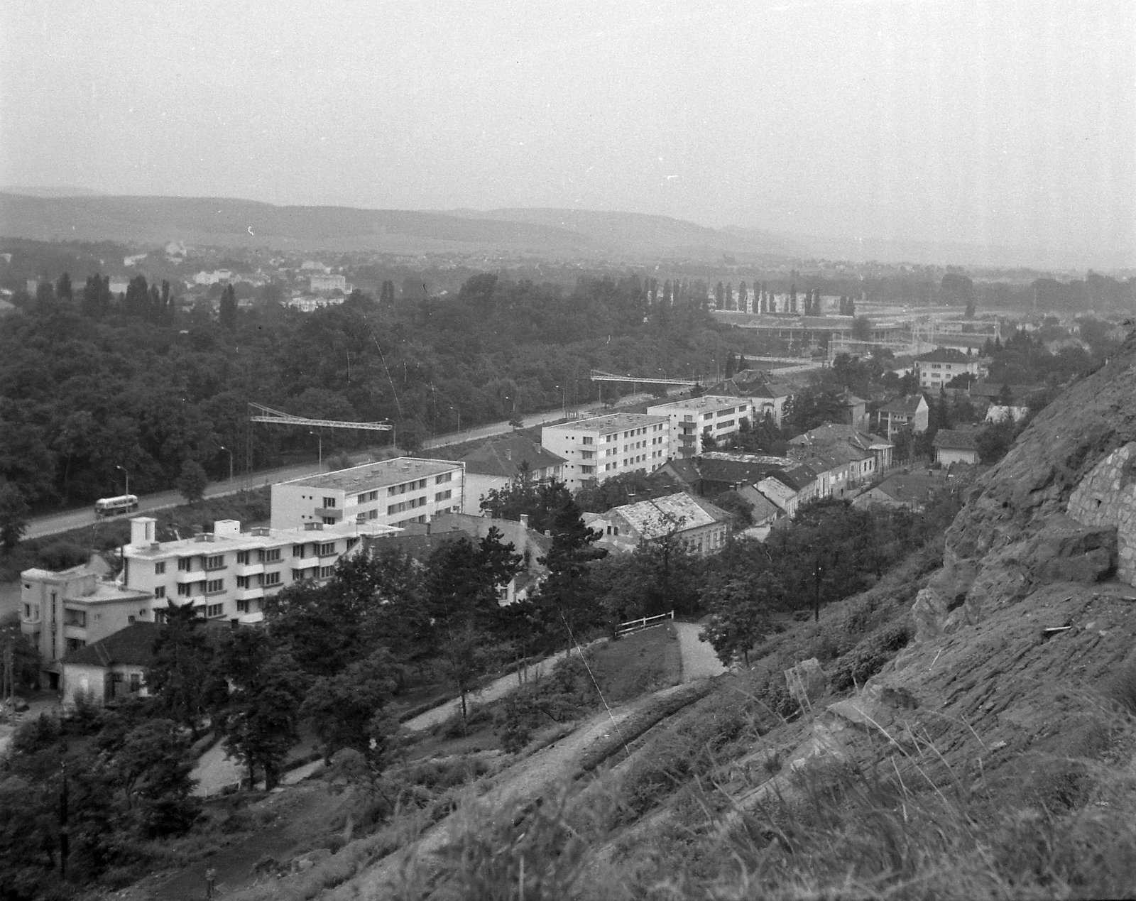 Romania,Transylvania, Cluj-Napoca, Szamos parti épületek a Várhegyről nézve., 1961, Pálfi Balázs, Fortepan #22292