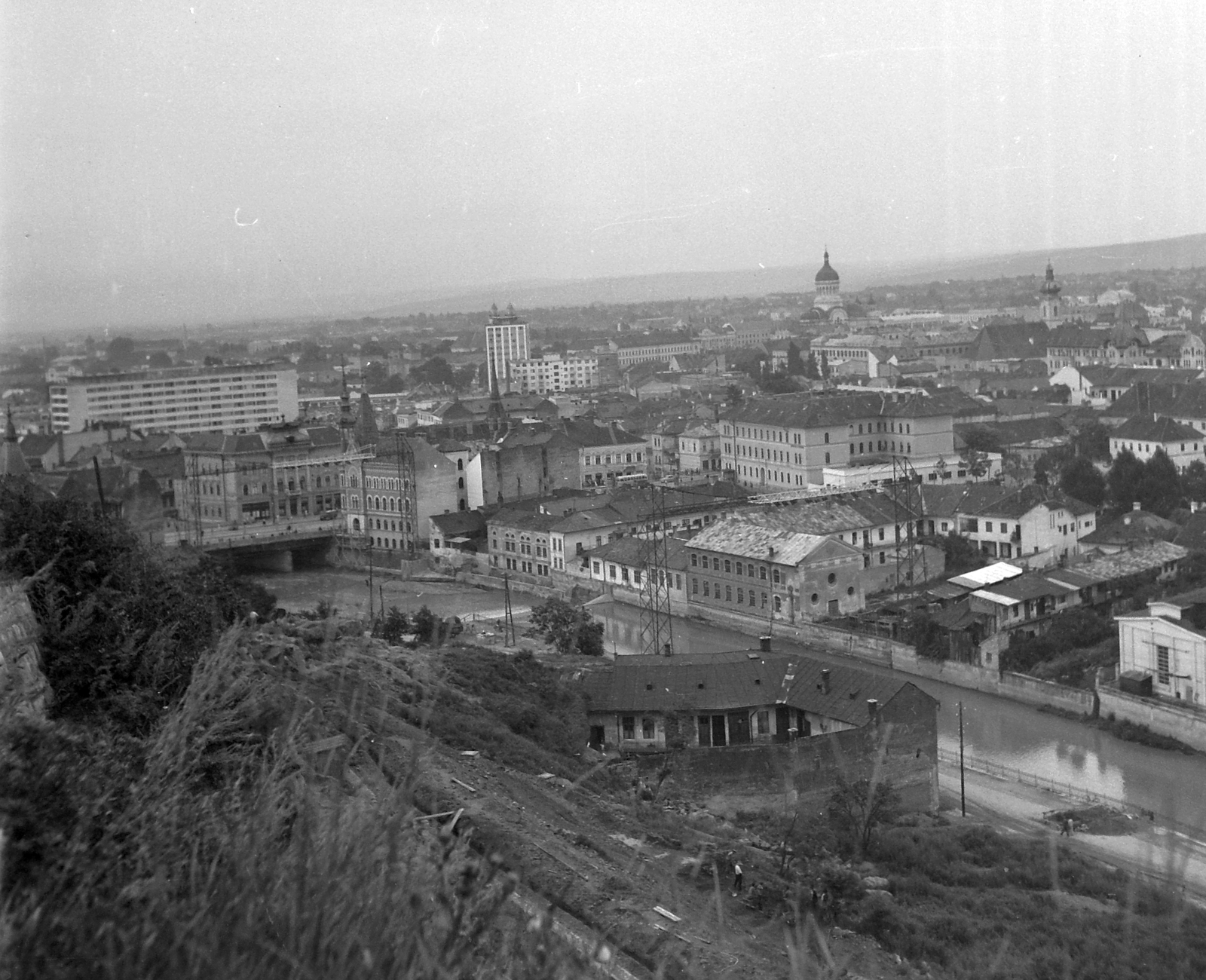 Romania,Transylvania, Cluj-Napoca, látkép a Fellegvárból az Ortodox katedrális felé, előtérben a Szamos folyó., 1961, Pálfi Balázs, Fortepan #22295