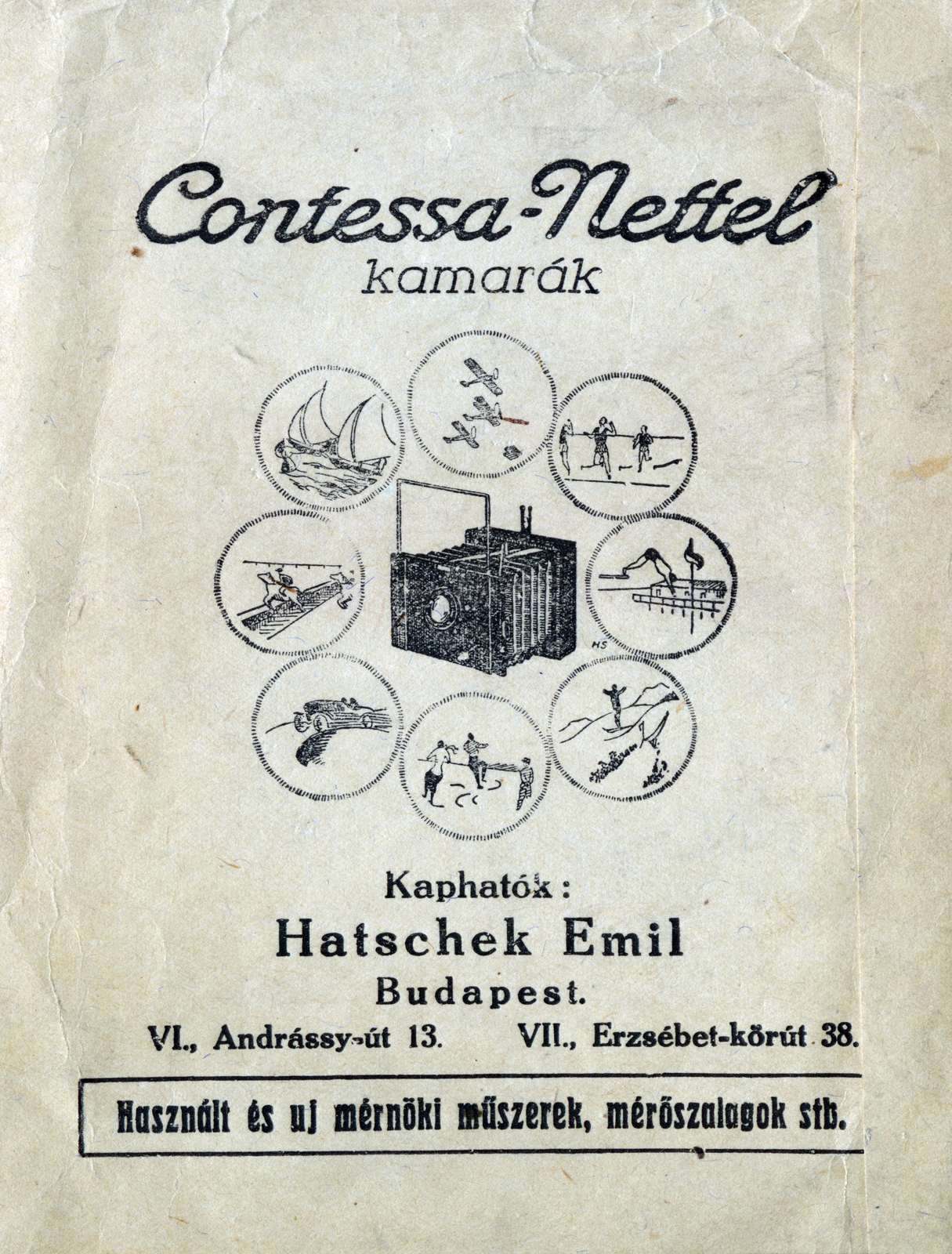 1932, Major Lajos, reklám, fotófelszerelés, fotózás, Contessa-Nettel-márka, fényképezőgép, Fortepan #222987