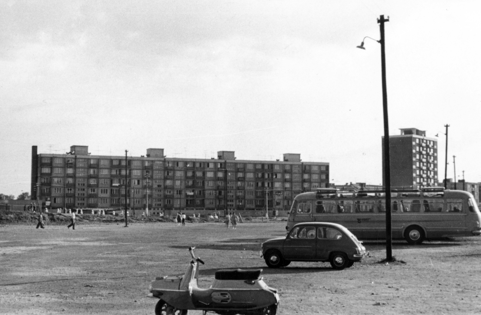 1963, Almássy László, robogó, lakótelep, autóbusz, Fiat-márka, Fortepan #223100