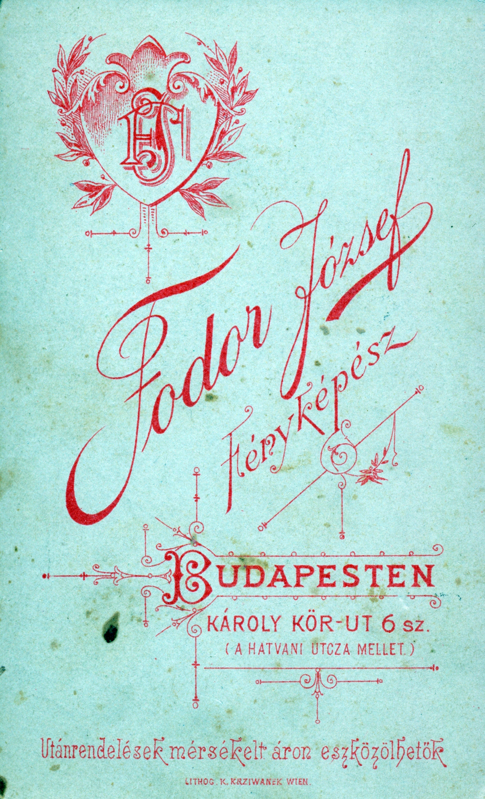 Magyarország, Budapest V., Károly körút 6., Fodor József fényképész., 1907, Kellerné Alánt Andrea, hátlap, Budapest, Fortepan #223761