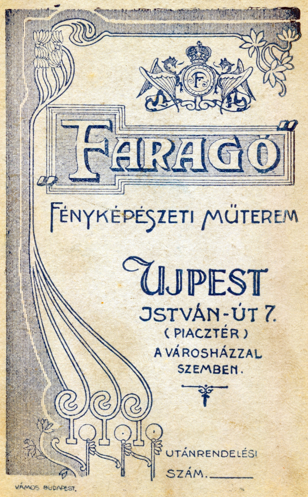 Magyarország, Budapest IV., István út 7., Faragó fényképészeti műterme., 1907, Kellerné Alánt Andrea, hátlap, Budapest, Fortepan #223762