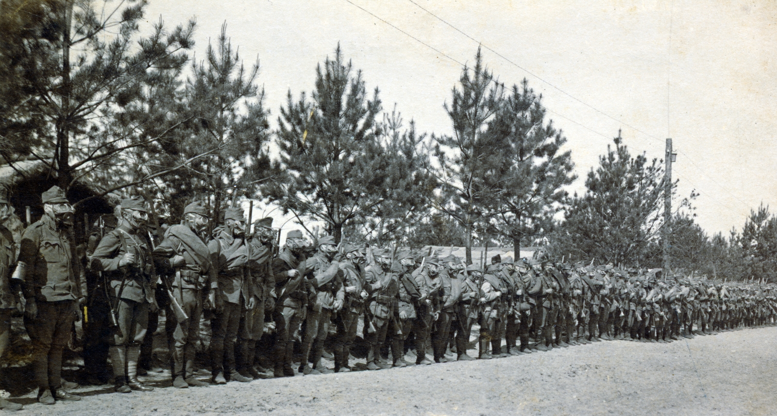 1915, Kellerné Alánt Andrea, gas mask, line-up, Fortepan #223775