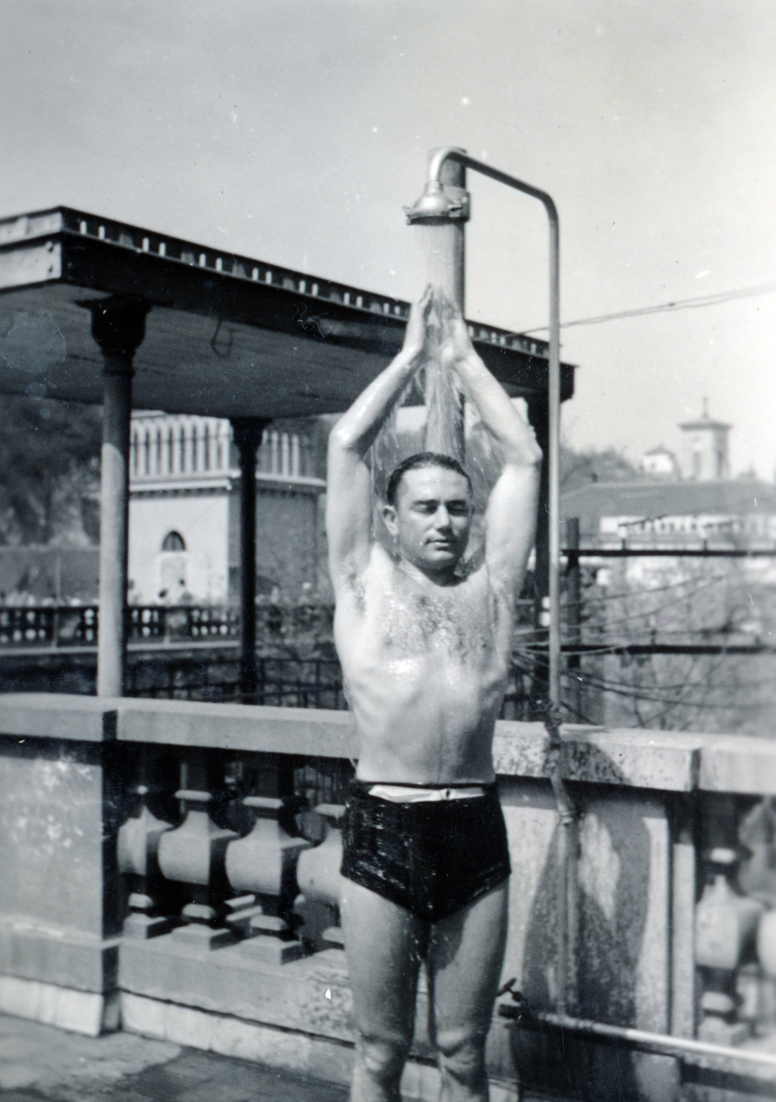 1940, Kádár Anna, beach, shower, Fortepan #223923