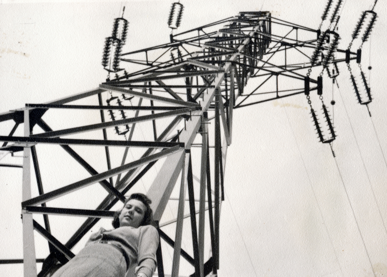 1940, Kádár Anna, Best of, power line, truss bridge, porcelain insulators, bottom view, Fortepan #223925