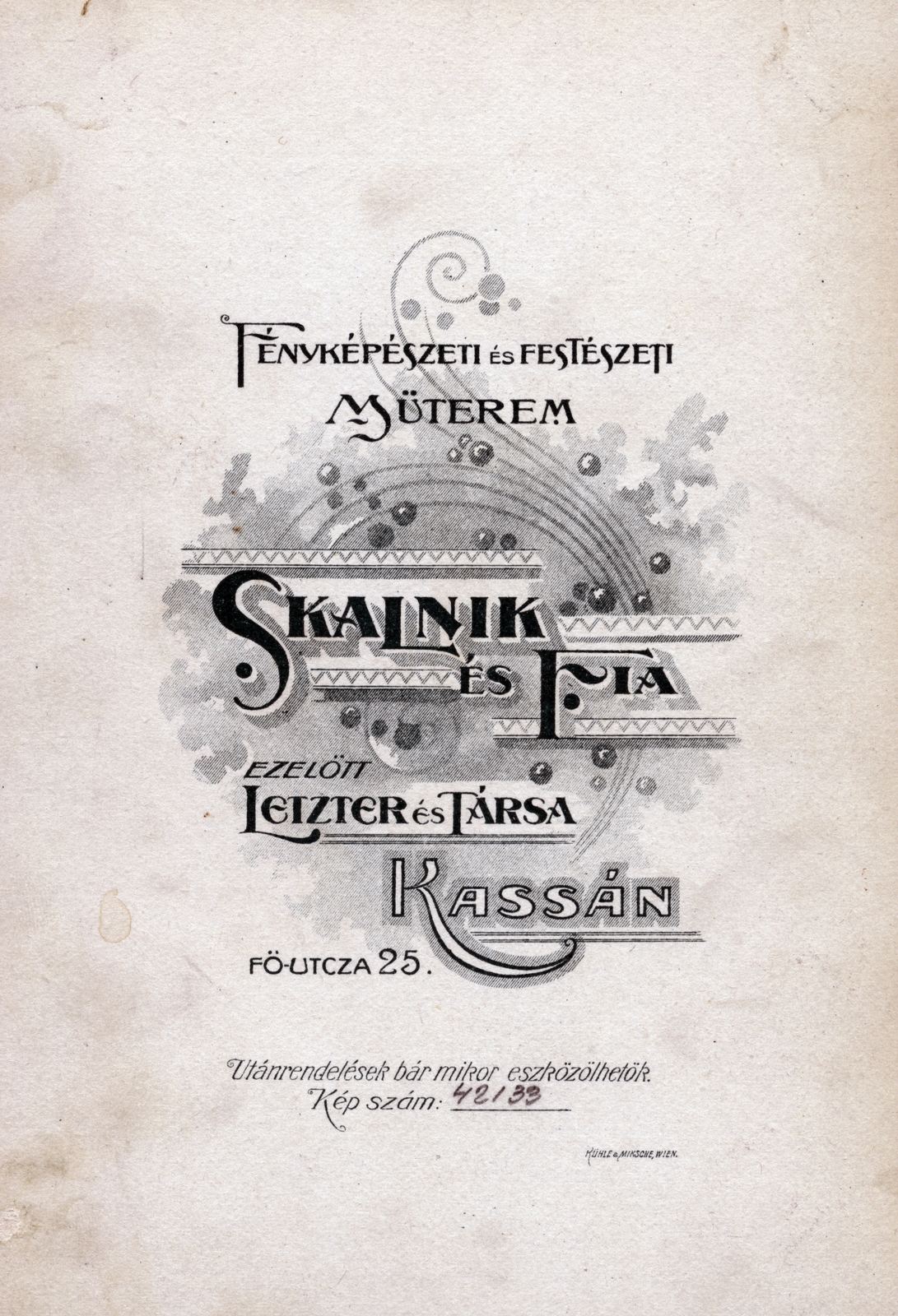 Košice, 1911, Tauber-Rozman család, verso, photographer, studio, Fortepan #224401