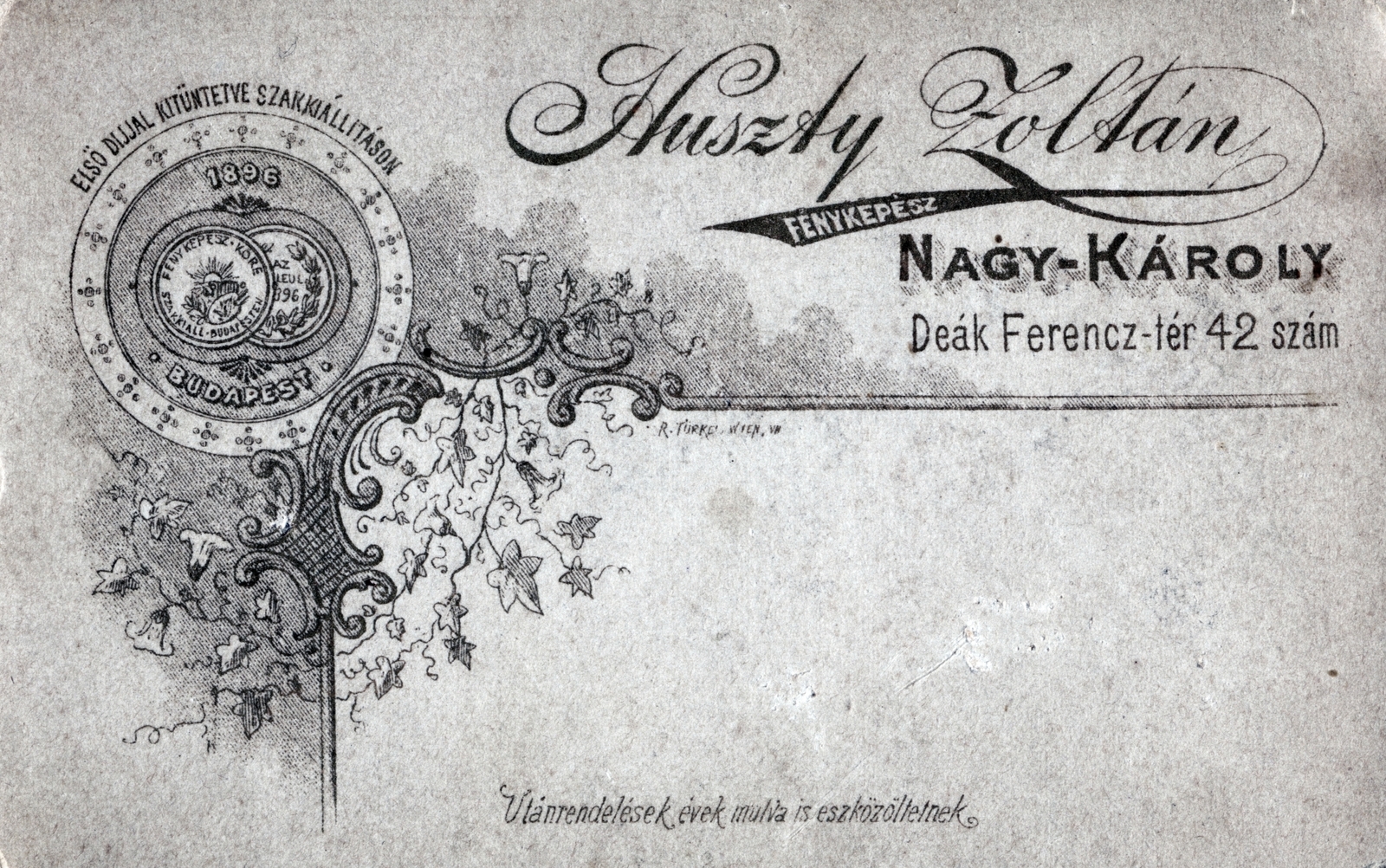 Nagykároly, 1902, Tauber-Rozman család, hátlap, fényképész, műterem, Fortepan #224402