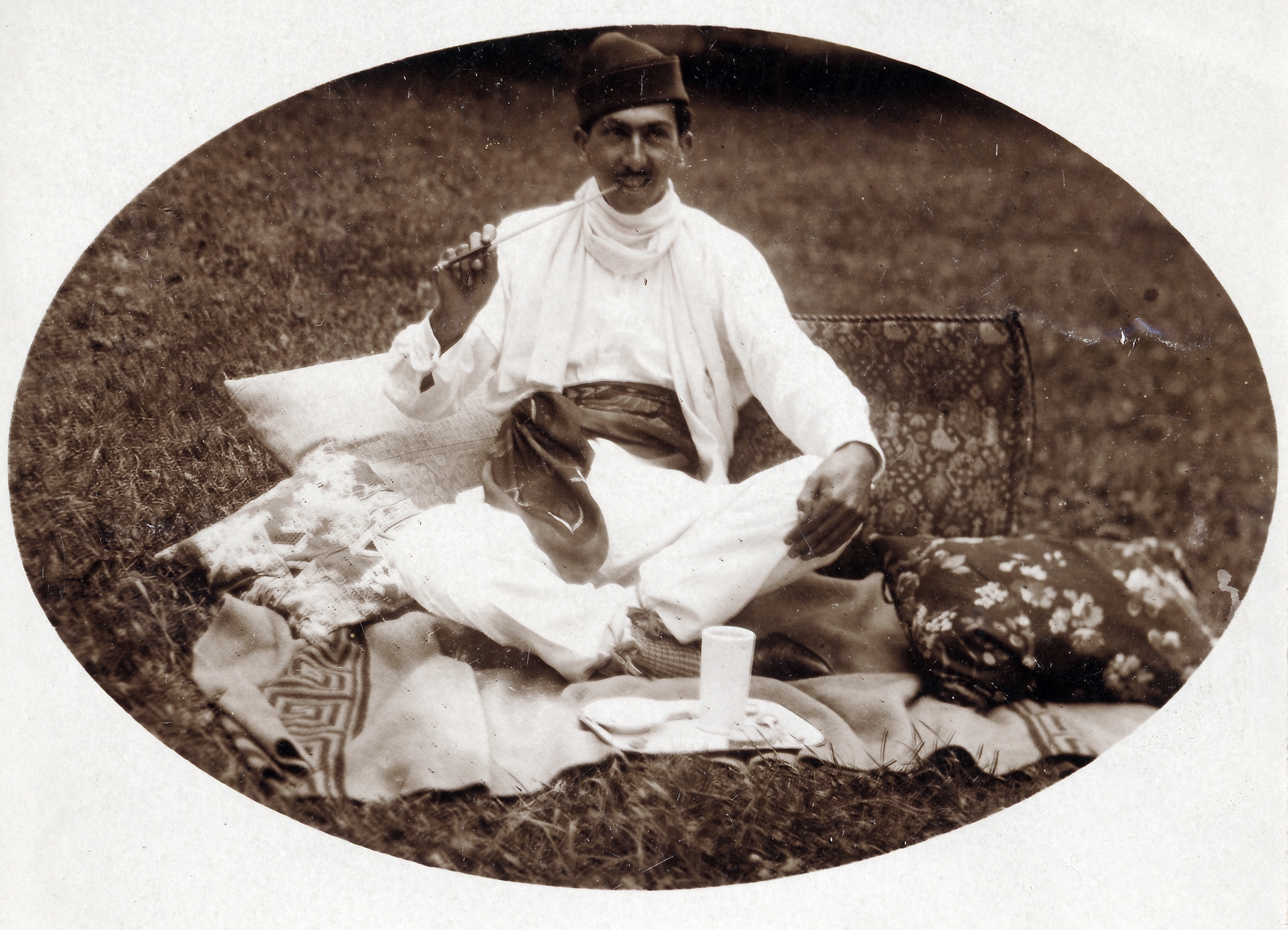 1916, Kovács Györgyi, étkezés, pipa, Fortepan #224505