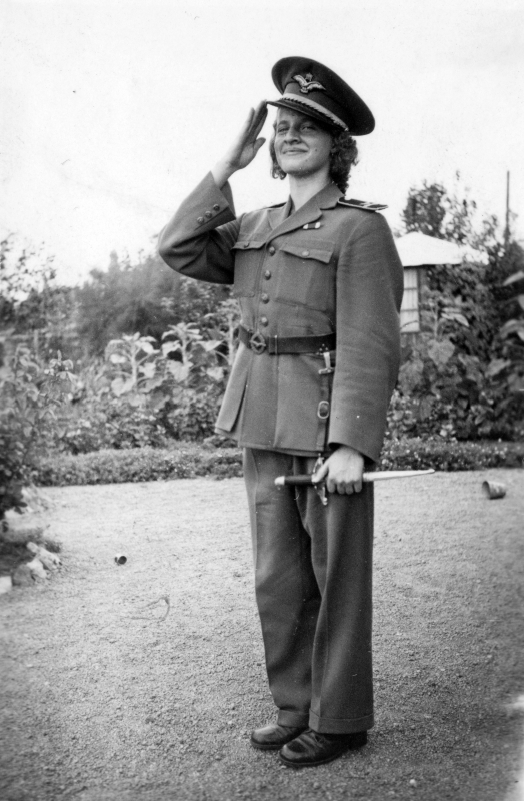 1957, Iván Zoltán dr., costume, Royal Hungarian Air Force, salute, cross-dressing, Fortepan #224766