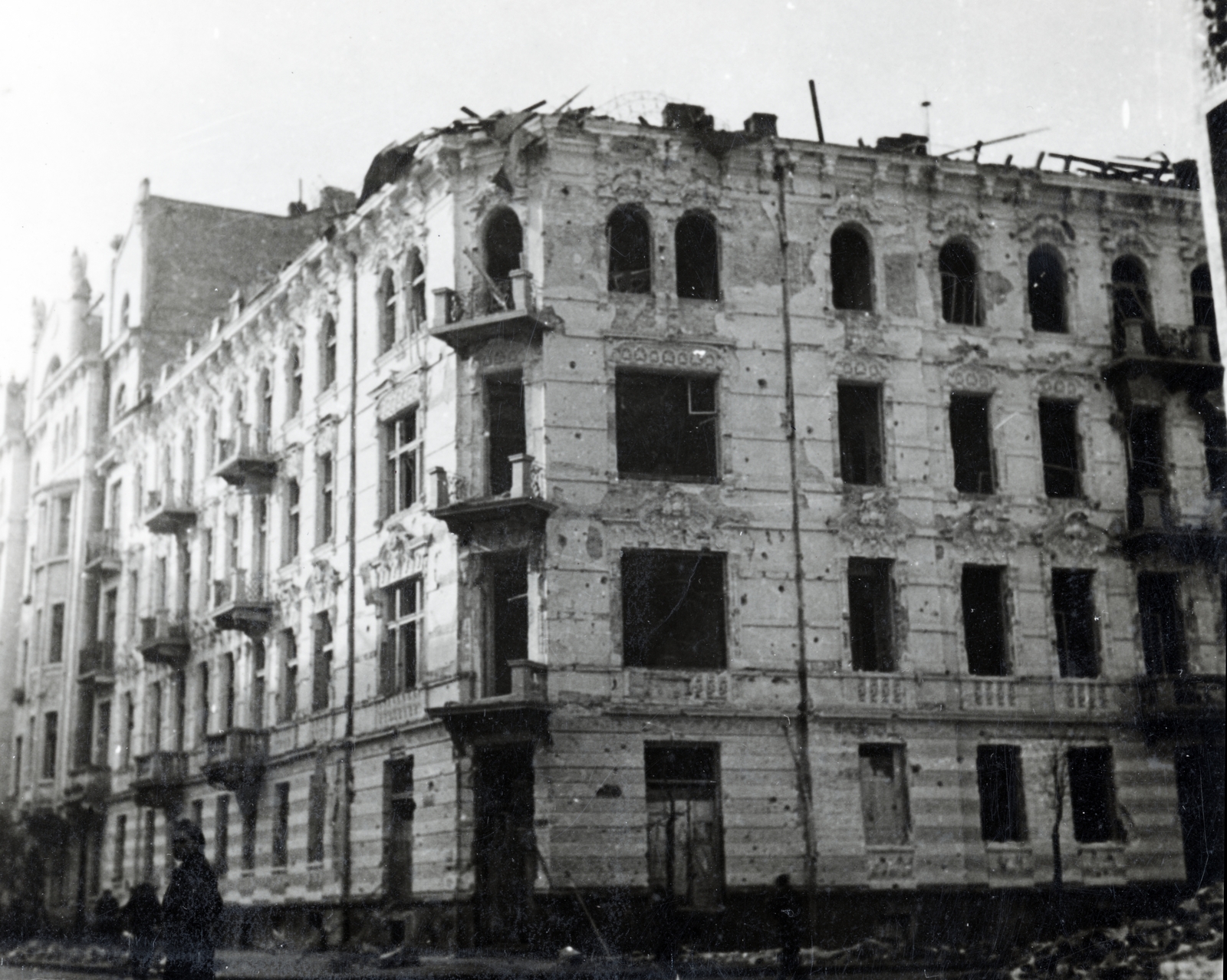 1945, Sallai János, épületkár, sarokház, háborús kár, golyónyom, Fortepan #224893