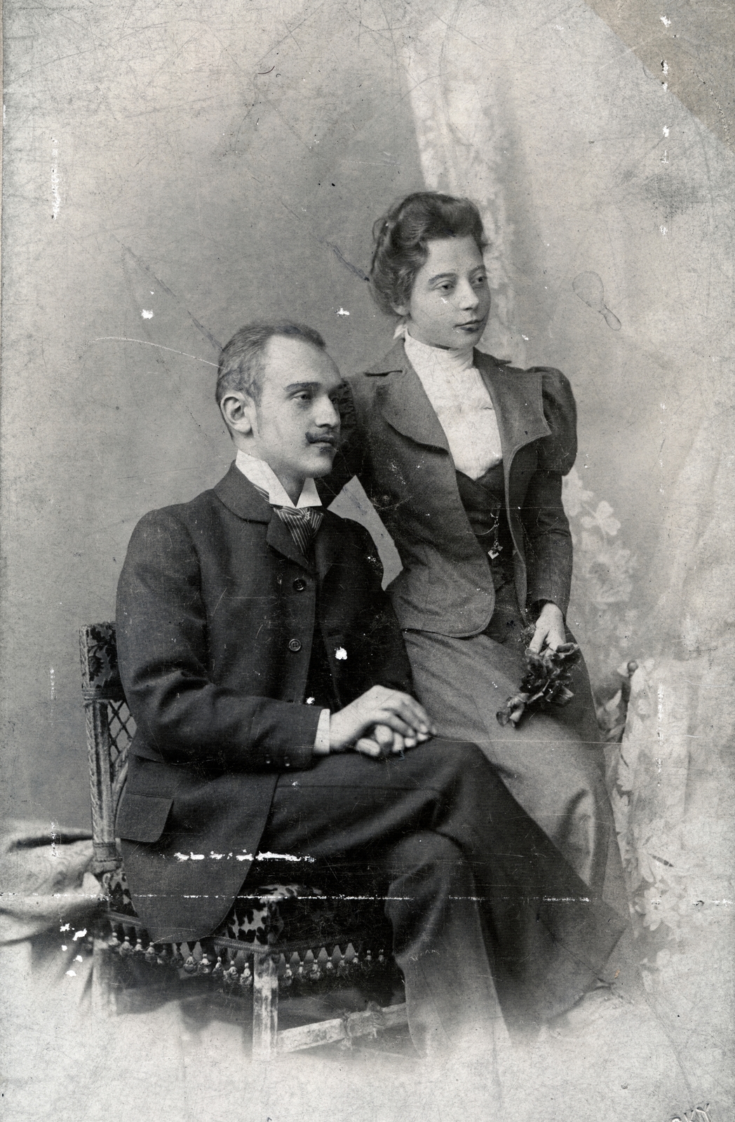 1900, Lechner hagyaték, double portrait, studio, man and woman, Fortepan #224919