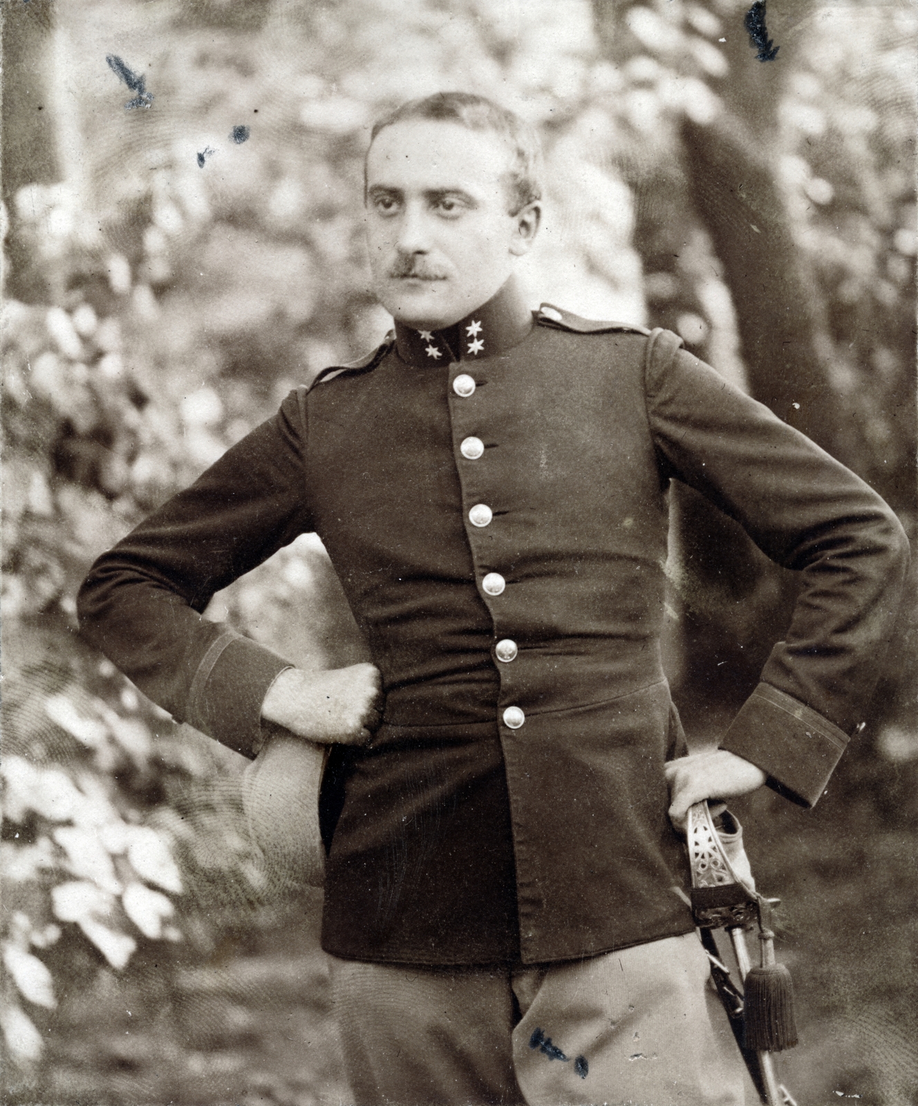 1907, Lechner hagyaték, sword knot, akimbo, uniform, man, Fortepan #224929