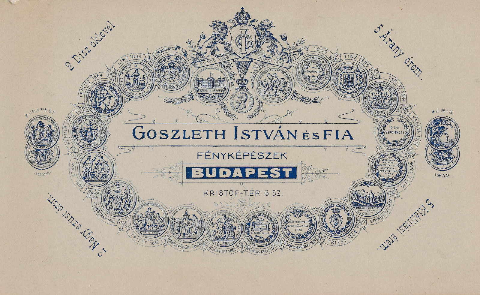 Magyarország, Budapest V., Kristóf tér 3., Goszleth István és fia fényképészek., 1910, Lechner hagyaték, hátlap, fényképész, műterem, Budapest, Fortepan #224965