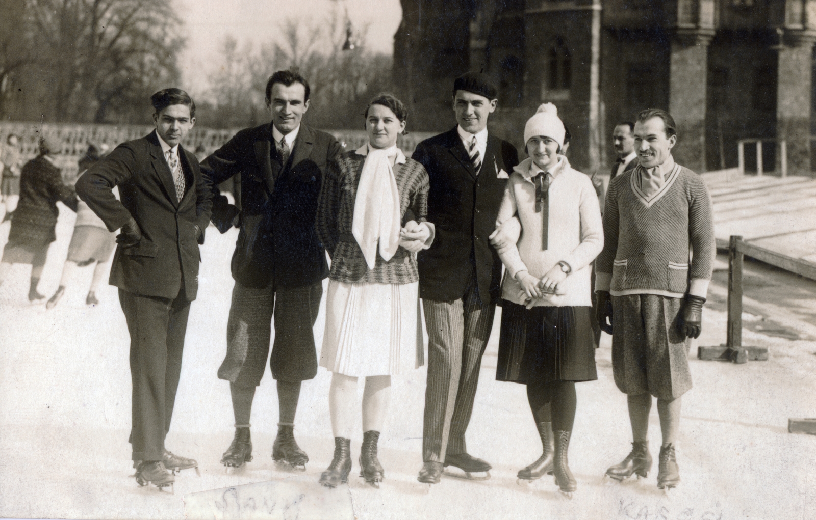1932, Vincent Till Baumgartner, csoportkép, korcsolyázás, Fortepan #225220