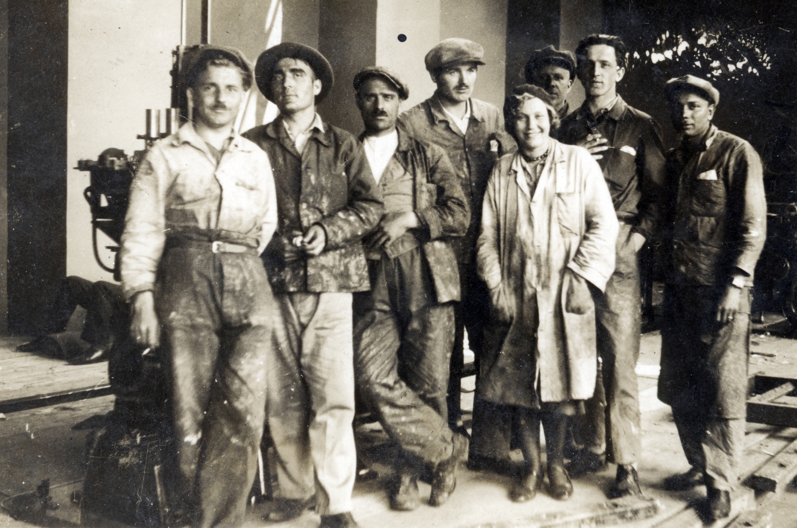 1935, Vincent Till Baumgartner, csoportkép, átvetett láb, munkás, munkásnő, Fortepan #225300