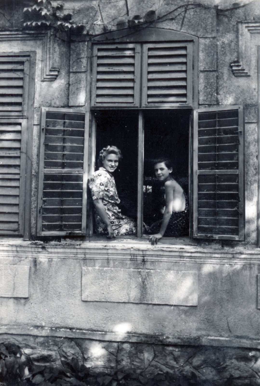 1935, Vincent Till Baumgartner, venetian blind, sitting on a windowsill, looking back, Fortepan #225309