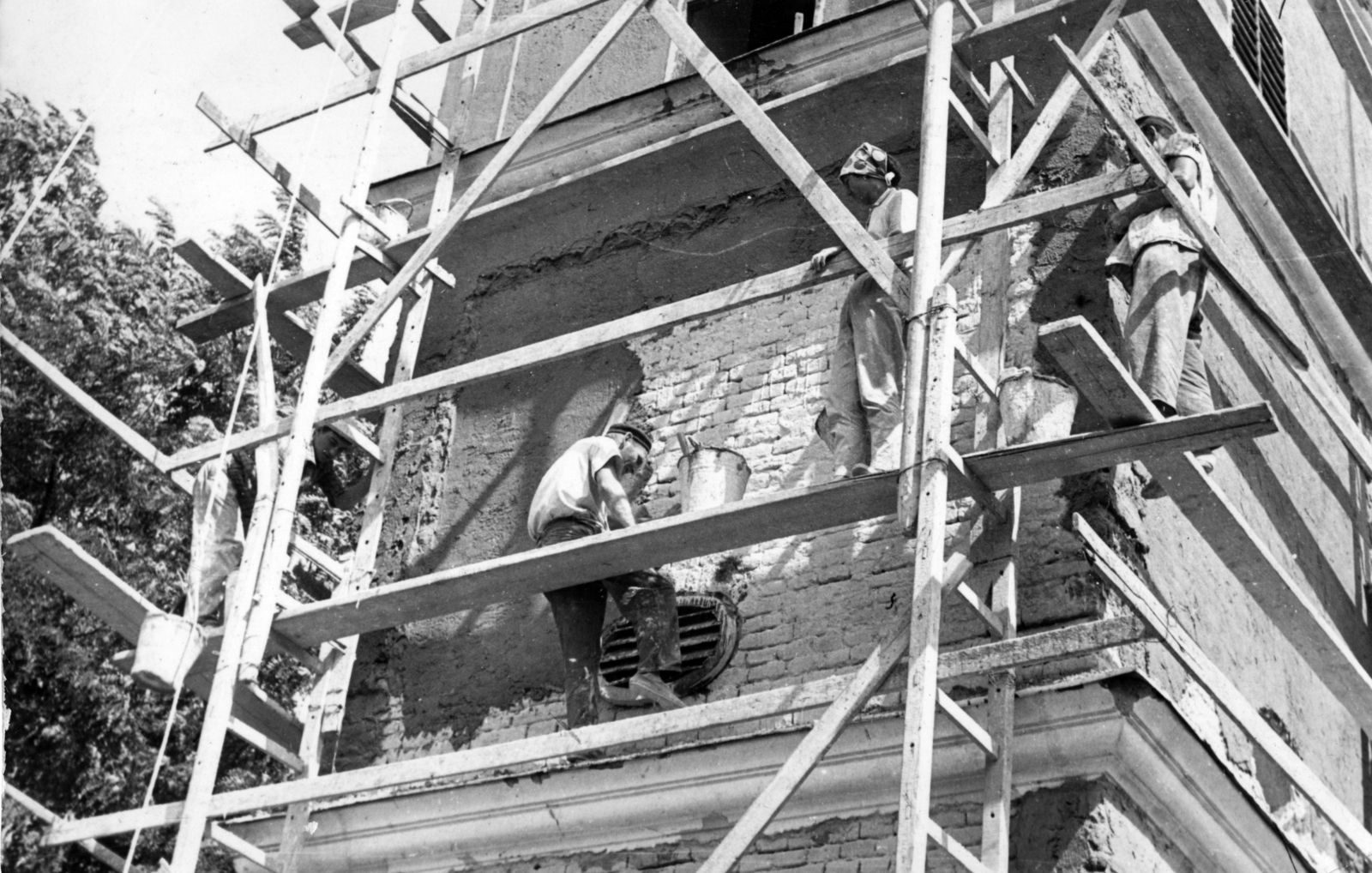 1962, Vincent Till Baumgartner, construction, scaffolding, Fortepan #225379