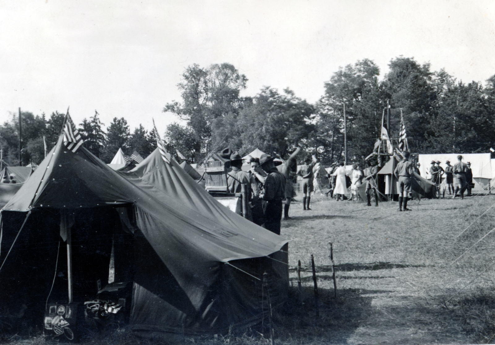 1933, Vincent Till Baumgartner, flag, tent, Fortepan #225413