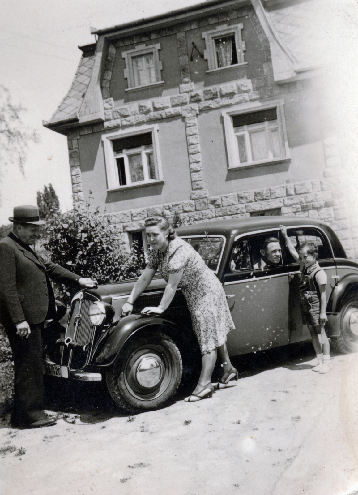 1935, Vincent Till Baumgartner, automobile, family, girls'n'cars, Fortepan #225419