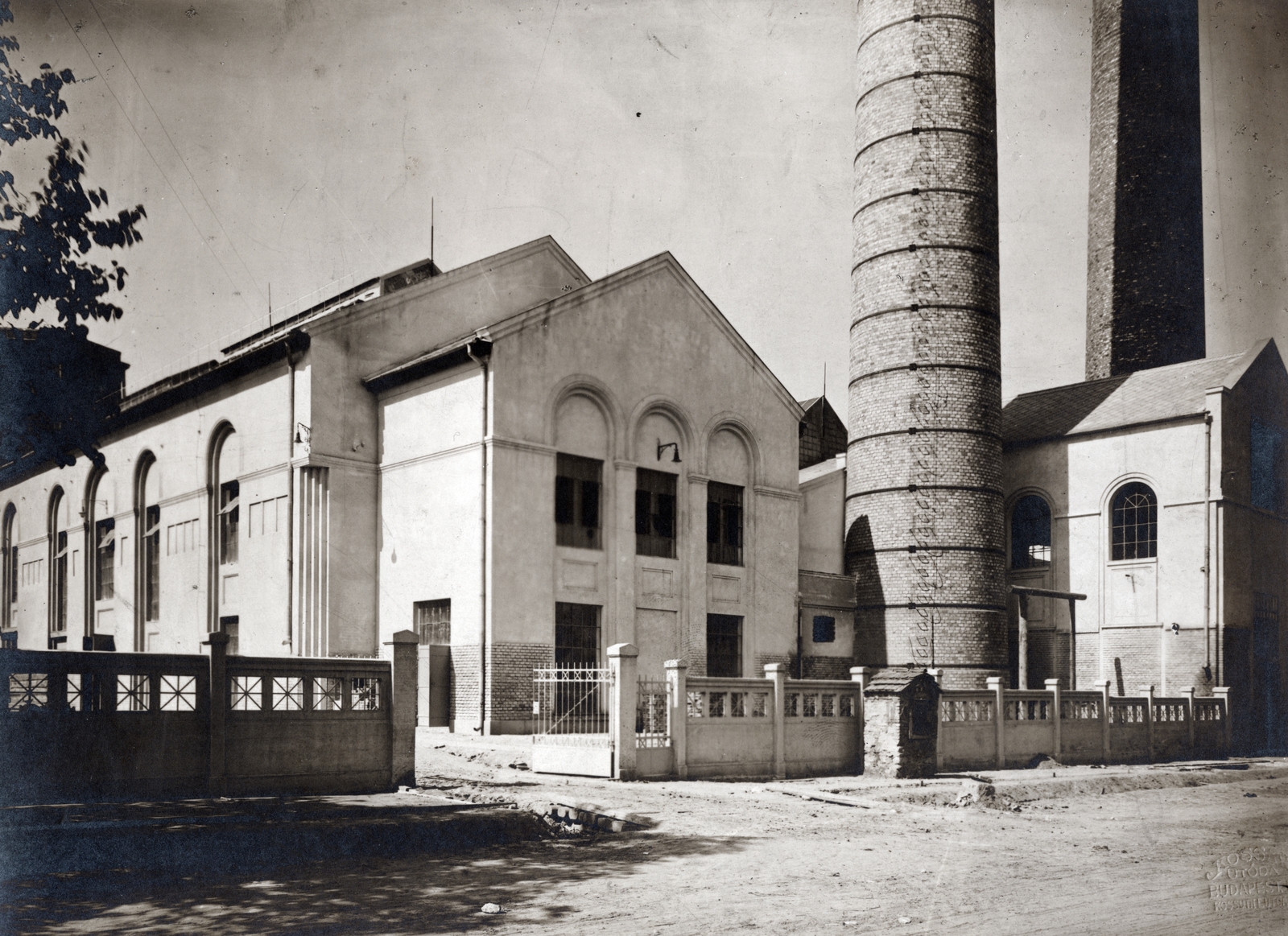 1929, Vincent Till Baumgartner, stone fence, factory chimney, factory, Fortepan #225442