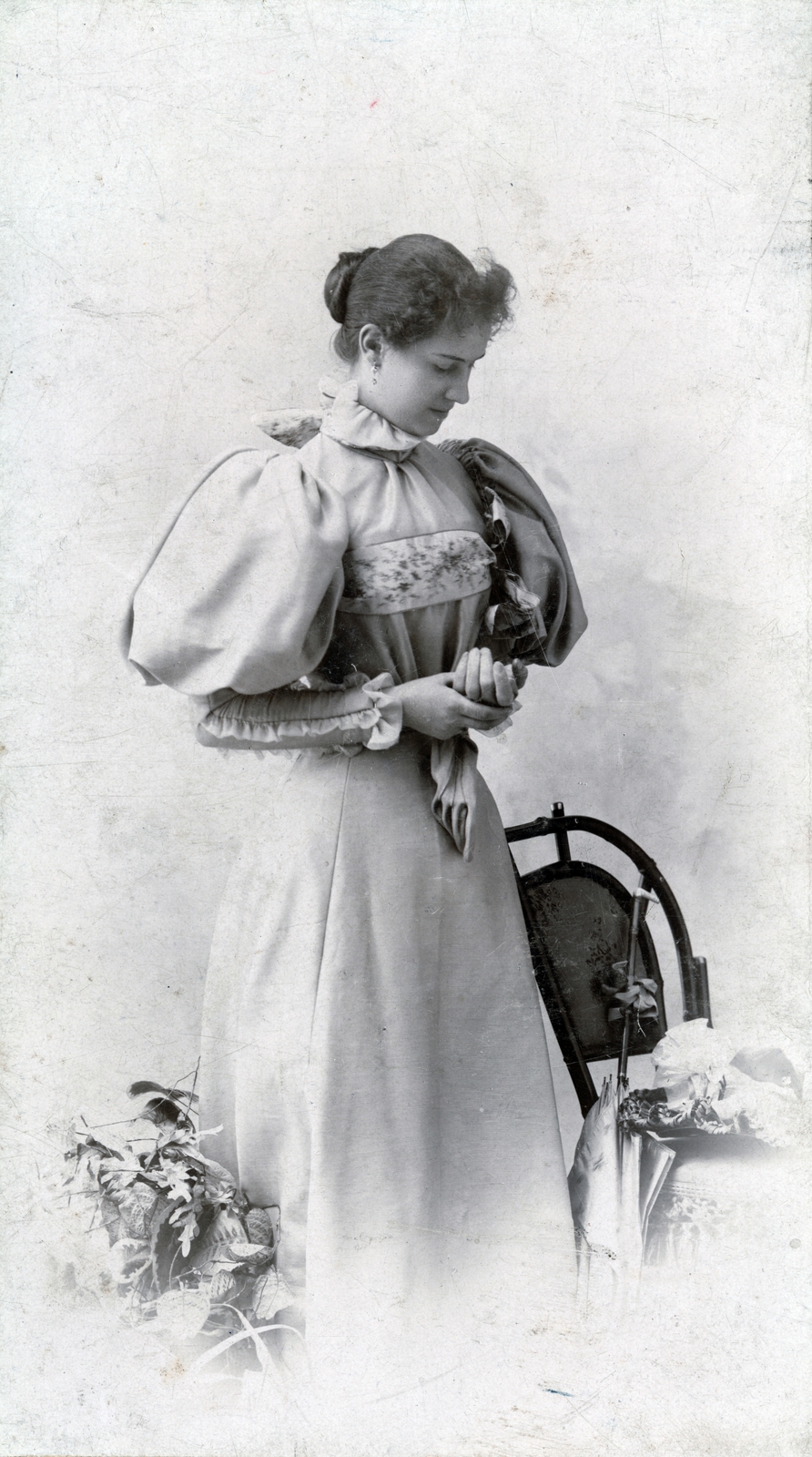 1904, Vincent Till Baumgartner, portrait, lady, studio, Fortepan #225454