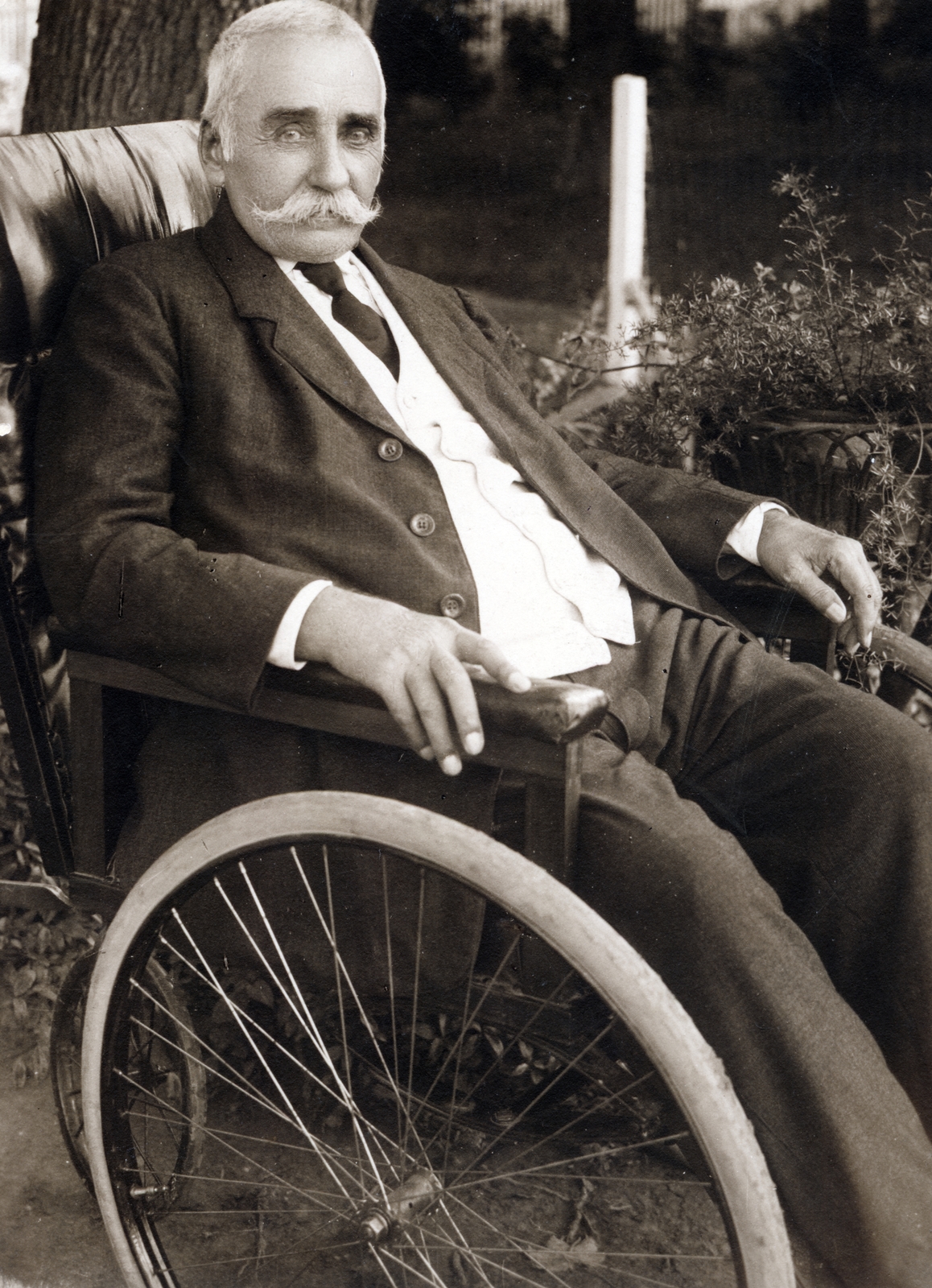 1920, Vincent Till Baumgartner, wheelchair, disabled, portrait, Fortepan #225484