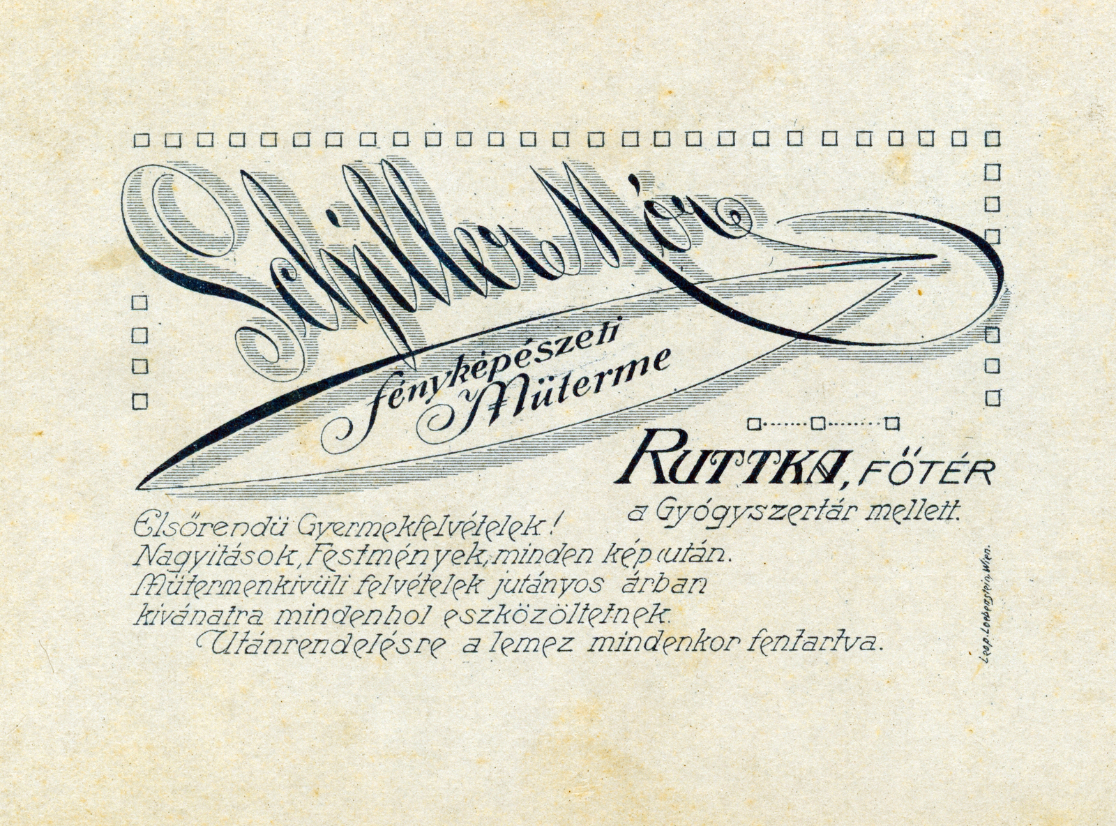 Vrútky, 1918, Vincent Till Baumgartner, verso, photographer, studio, Fortepan #225490