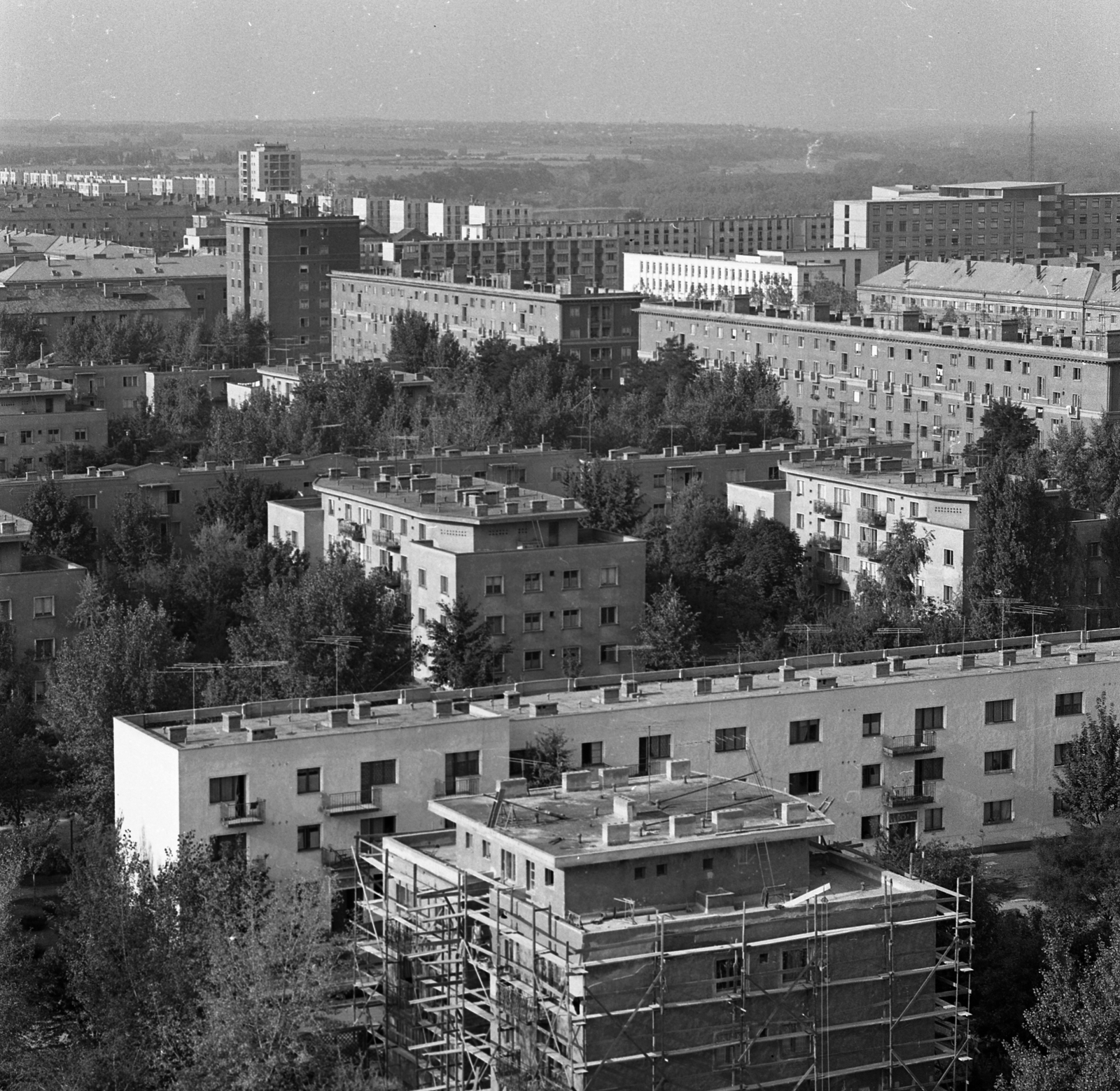 Magyarország, Dunaújváros, A felvétel a víztoronyból készült a Szalki-sziget felé nézve., 1965, Magyar Rendőr, látkép, Fortepan #22575