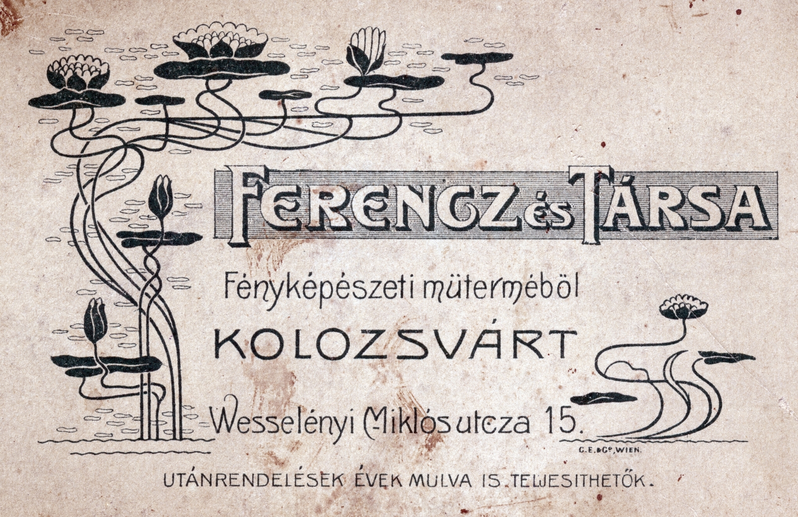 Kolozsvár, 1915, hátlap, fényképész, műterem, Fortepan #226272