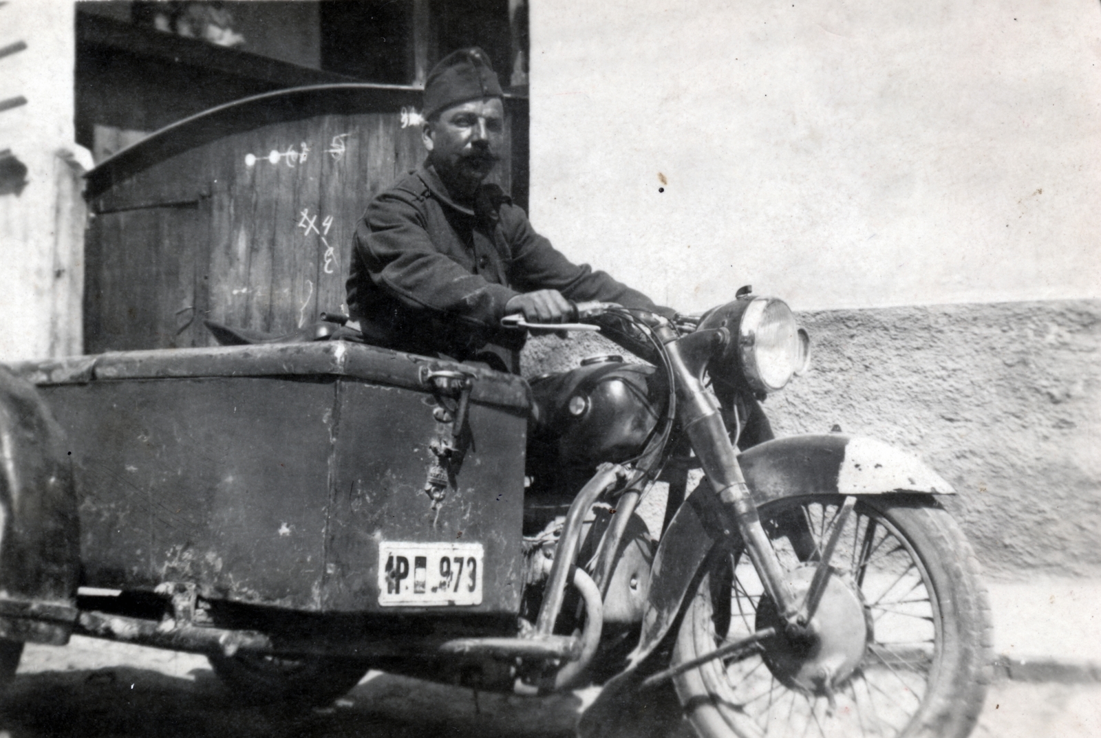1940, Cseke Györgyné, motorcycle with sidecar, number plate, Fortepan #226275