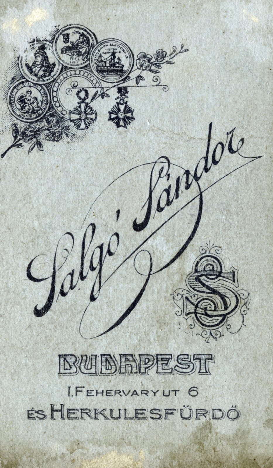 Magyarország, Budapest XI., Fehérvári út 6., és Erdély Herkülesfürdő, Salgó Sándor fényképész., 1910, Farkas Jolán, hátlap, fényképész, műterem, Budapest, Fortepan #226295