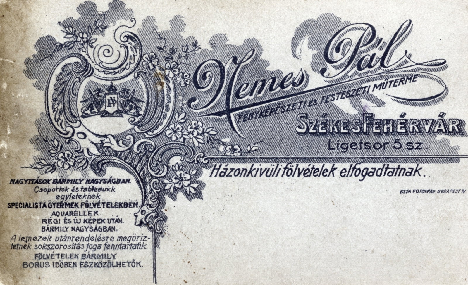 Székesfehérvár, 1910, Farkas Jolán, hátlap, fényképész, műterem, Fortepan #226296