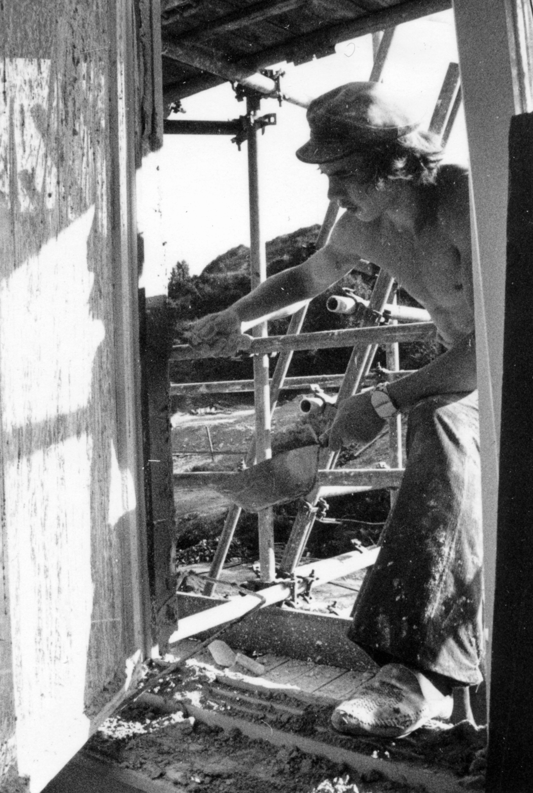 1976, Középületépítő Vállalat - Kreszán Albert - Koczka András - Kemecsei József, mason, Fortepan #226835