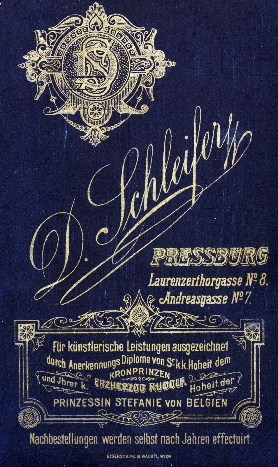 Bratislava, 1900, Perlaki Rózsa, verso, studio, photographer, Fortepan #227241