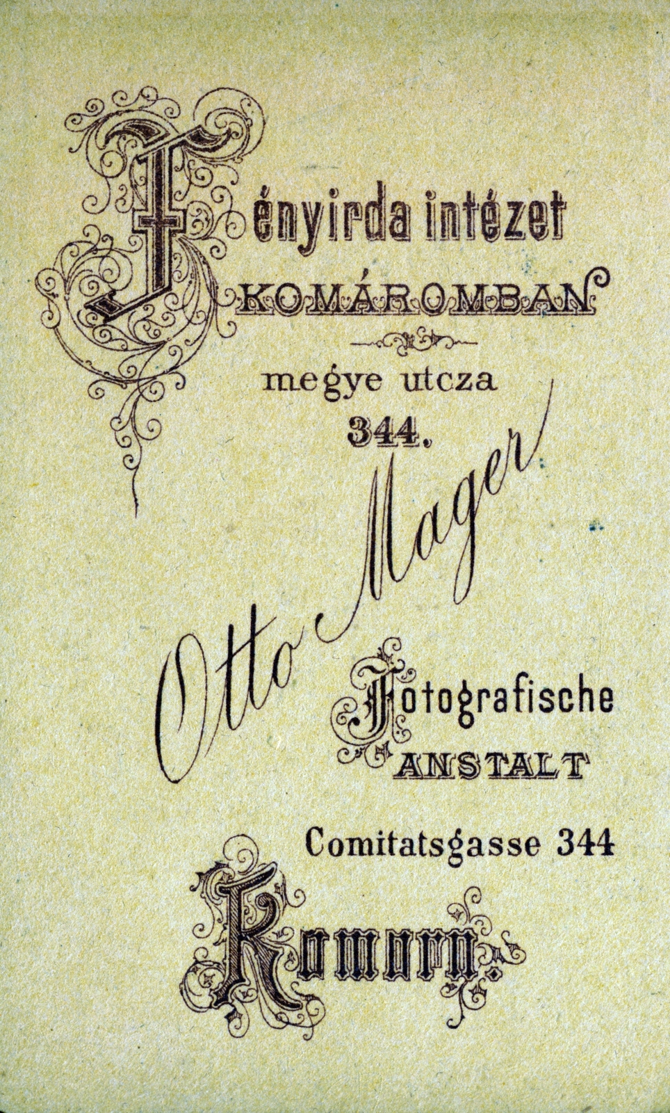 Komárom, 1900, Perlaki Rózsa, hátlap, fényképész, műterem, Fortepan #227243