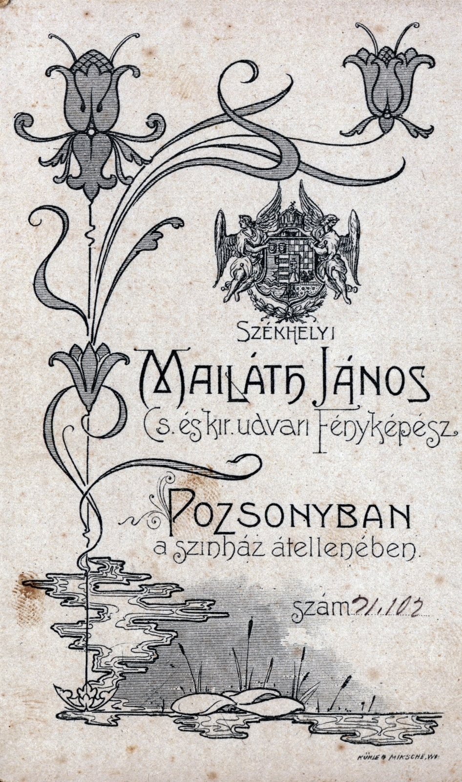 Bratislava, 1908, Perlaki Rózsa, verso, photographer, studio, Fortepan #227248