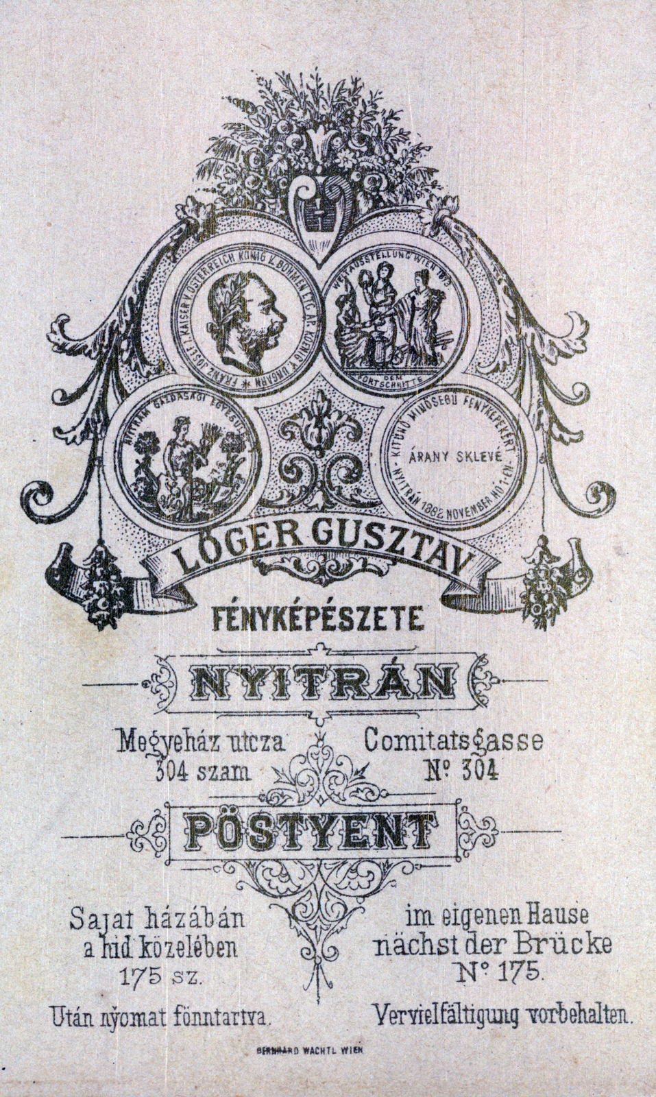 Nyitra, 1902, Perlaki Rózsa, hátlap, műterem, fényképész, Fortepan #227249