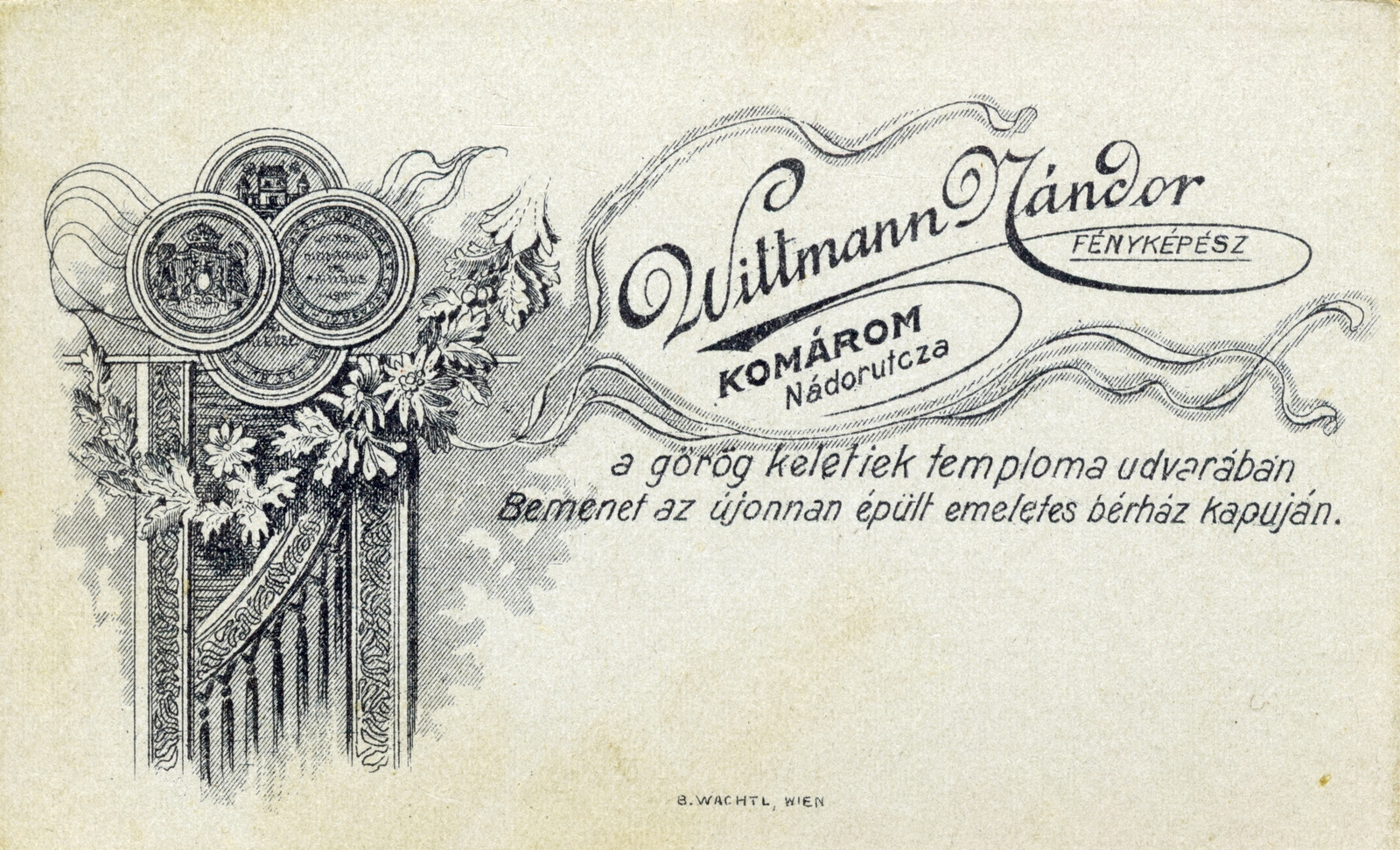Komárom, 1907, Perlaki Rózsa, hátlap, fényképész, műterem, Fortepan #227260