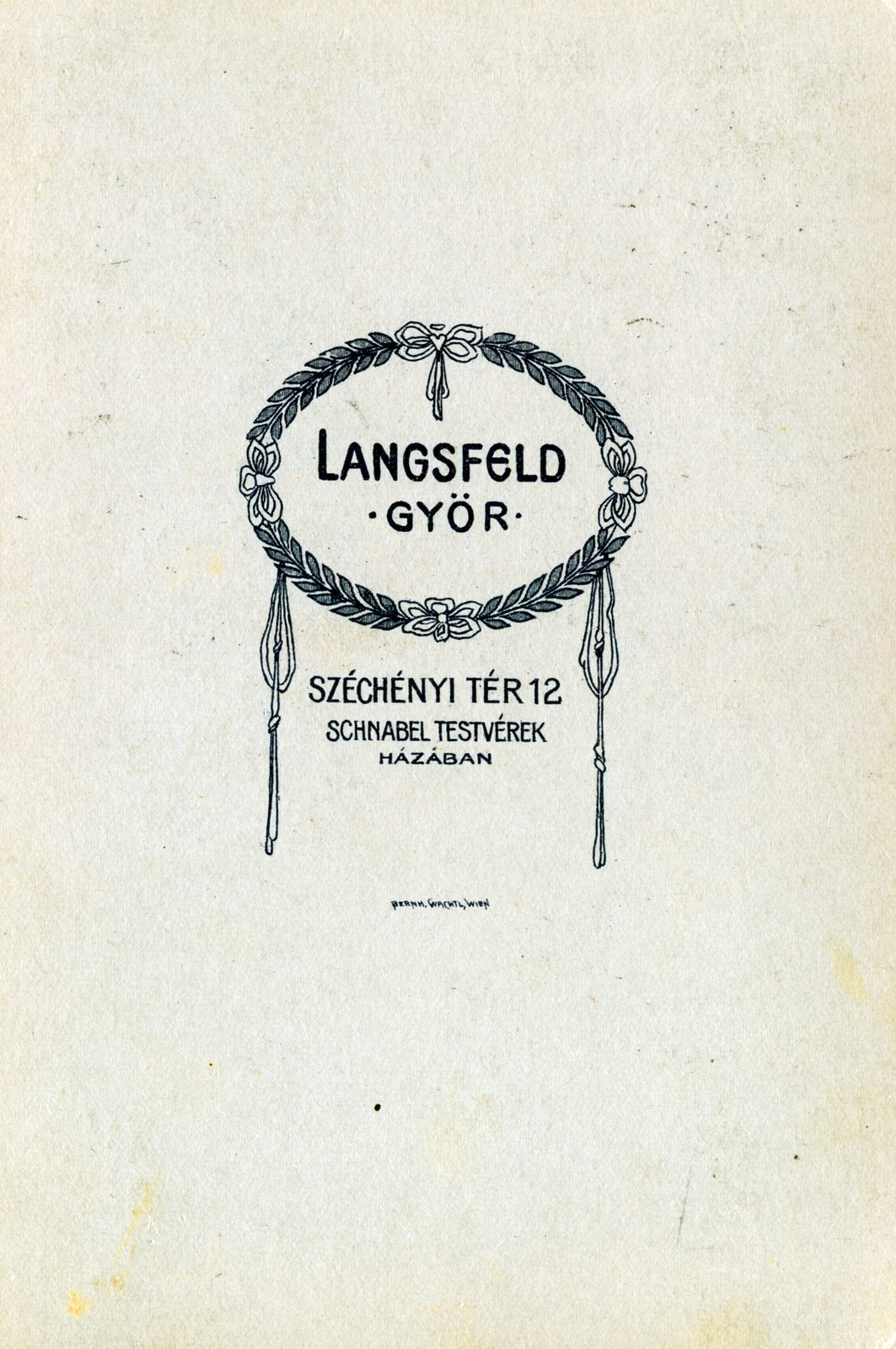 Hungary, Győr, Széchényi tér 12., Schnabel testvérek házában, Langsfelds fényképész, 1903, Perlaki Rózsa, studio, verso, photographer, Fortepan #227266