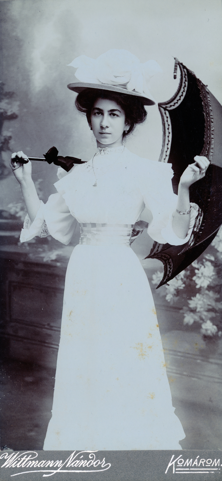 1904, Perlaki Rózsa, portrait, lady, sunshades, Fortepan #227278