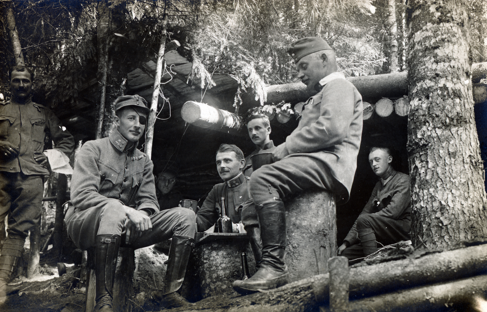 1916, Vízkelety László, Best of, smile, woods, waiting, military, eyeglass, Fortepan #227317
